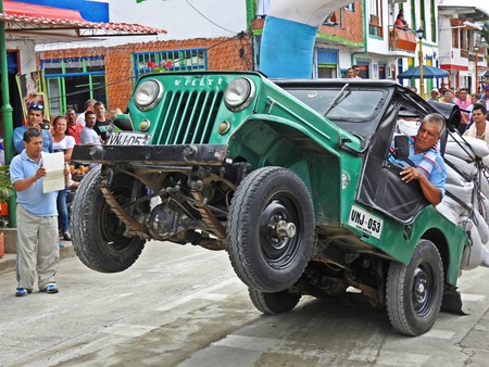 Jeep acrobatics at the Yipao Jeep parade