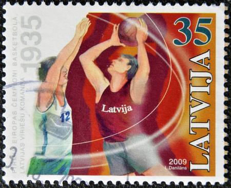 Latvian basketball stamp