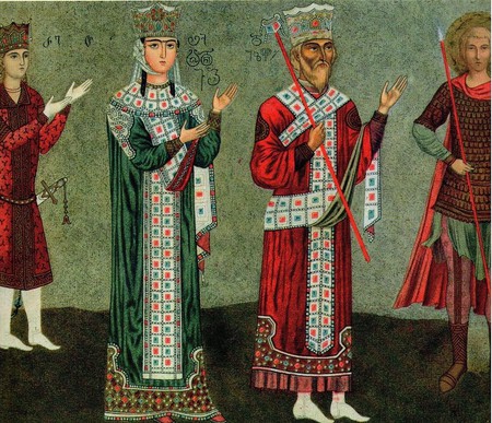 King Tamar and King George III, Mural Painting 11th Century, Georgia