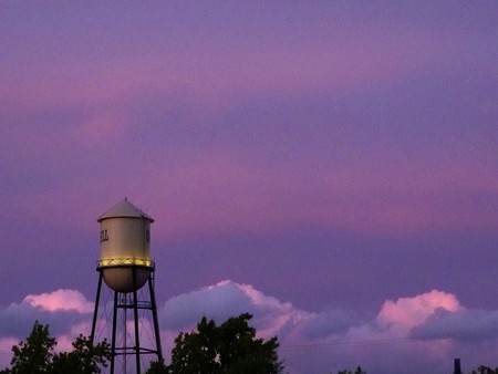 The Campbell Water Tower in the evening