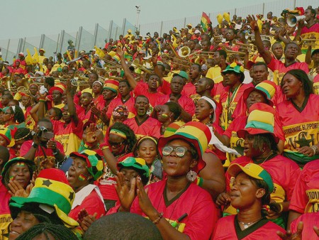 Ghana National Supporters Union cheer on the Black Stars against Guinea at the African Cup of Nations 2008