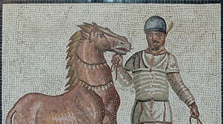 A mosaic from the 3rd century AD depicting a charioteer