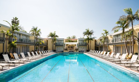 Get in some laps in the Olympic-sized pool at the Lafayette Hotel, Swim Club and Bungalows in San Diego