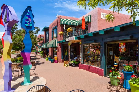 Many shops can be found in the Uptown Mall on the colorful Main Street in Sedona, Arizona