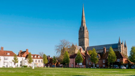 The Salisbury Cathedral has the tallest church spire in the UK