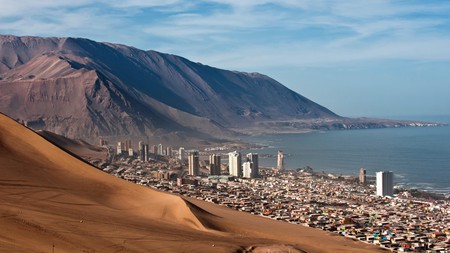 Iquique sits behind a huge dune in Northern Chile
