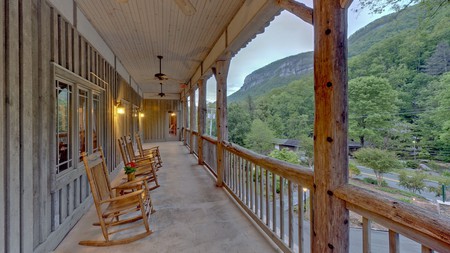 The Esmeralda Inn at Lake Lure is set on a wooded hillside overlooking the Rocky Broad River