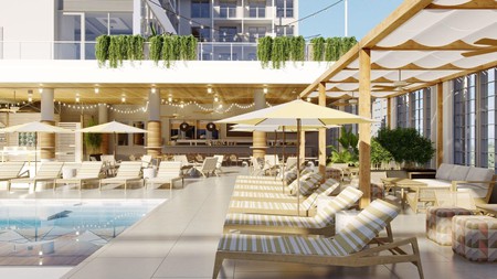 The Rockaway Hotel has a welcoming pool area, with comfy lounge chairs perfect for sun-soaked afternoons