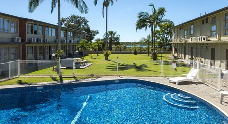 Enjoy a refreshing swimming pool and riverside views at the Mid-City Motor Inn in Mackay