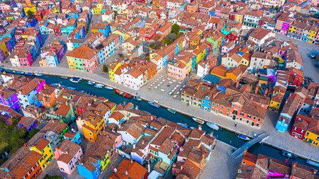 Burano Island, near Venice, is famous for its colourful houses