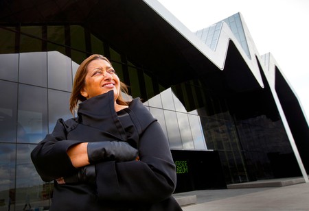 Zaha Hadid pictured outside The Riverside Museum, Glasgow in 2011