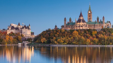 The Chateau Laurier Hotel sits directly opposite Ottawa's iconic Parliament Hill