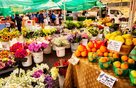 Bright and colourful California farmer's market
