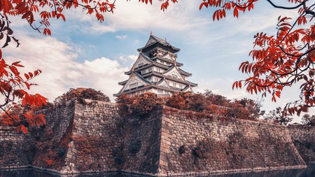 Osaka Castle is a beautiful and famous must-see landmark built on a stone platform