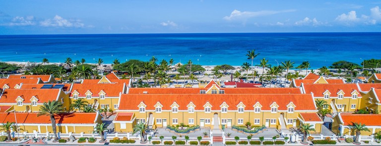 A hotel and beach view at the Amsterdam Manor Beach Resort Aruba