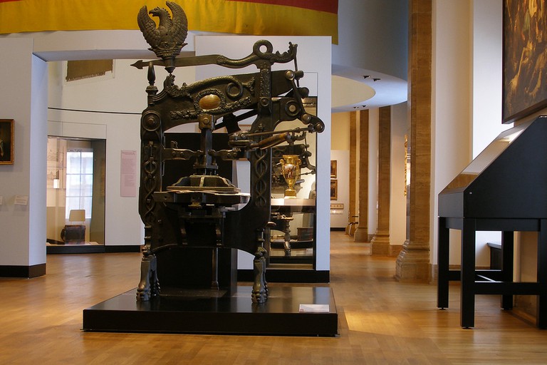 A printing press, similar to those in Palazzo Poli, from 1860