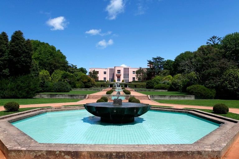 A fountain within the park of the Serralves Contemporary Art Museum in Porto, Portugal