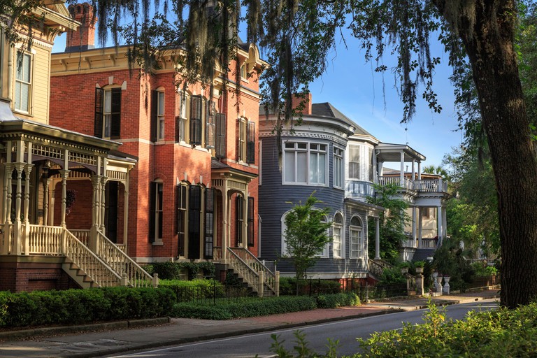 Historic  Homes on Forsyth Park, Savannah, Georgia, USA