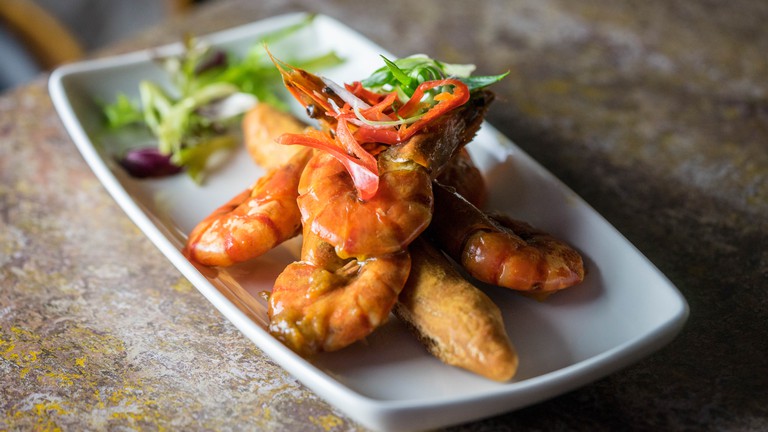 The peppered shrimp is just one of the treats on offer at Ma Petite Jamaica
