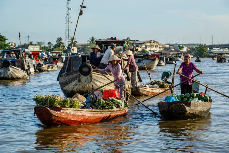 Cai Rang floating market at the Mekong Delta, Can Tho, Vietnam, Indochina, Southeast Asia, Asia
