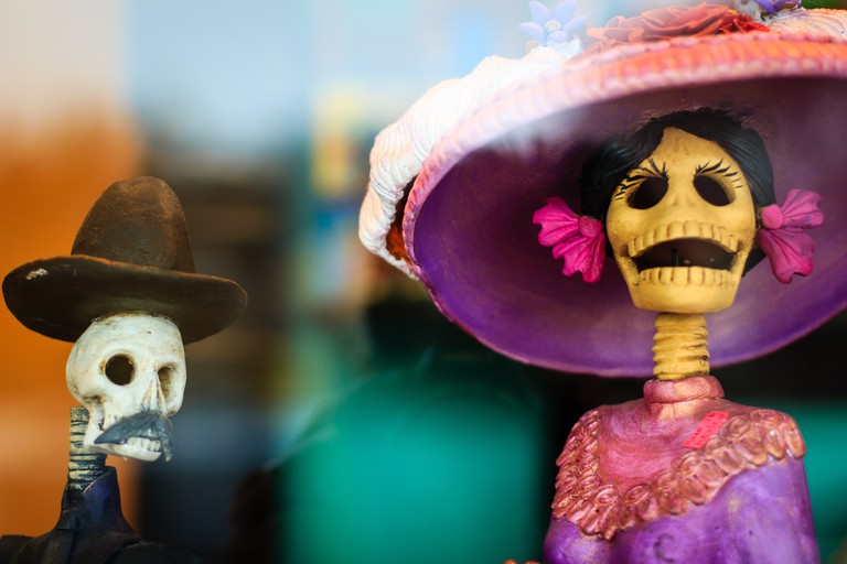 'Day of the Dead' Mexican Folk Art Mexican popular art handcrafted figurines of skeletons, which are popular in Día de Muertos