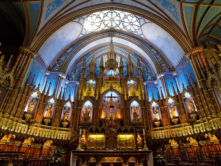 Main altar inside Notre Dame Basilica, Old Montreal, Quebec, Canada