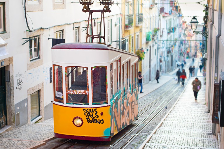 Lisbon funicular. Image shot 01/2015. Exact date unknown.