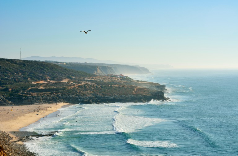 Foz do Lizandro and Atlantic ocean coastline between Ericeira and Cabo da Roca. Portugal