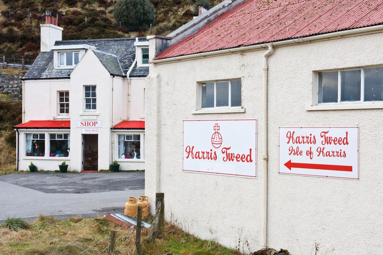Harris tweed shop in Tarbert, Isle of Harris, Scotland.