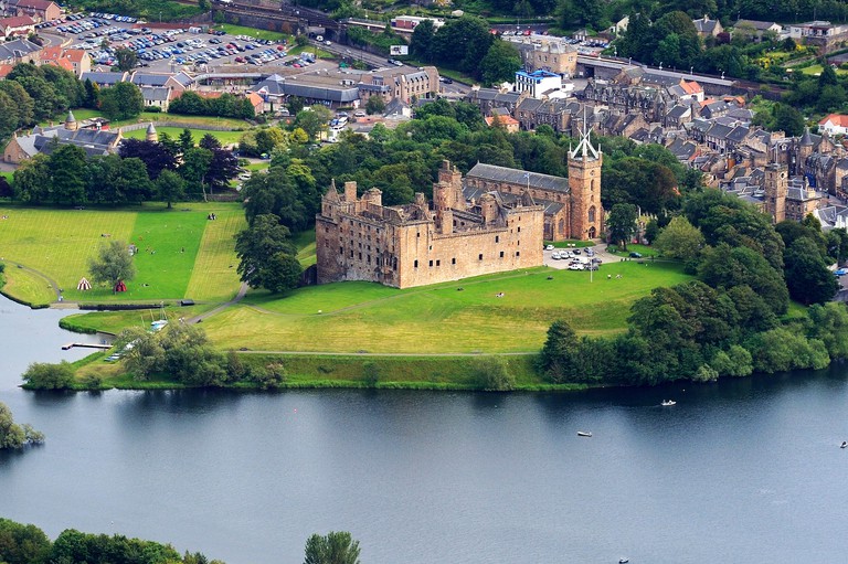 United Kingdom, Scotland, West Lothian, Linlithgow Palace beside Linlithgow Loch was one of the principal residences of the