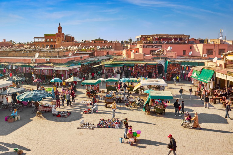 Marrakesh. Jemaa el Fna Square in the early afternoon. Morocco