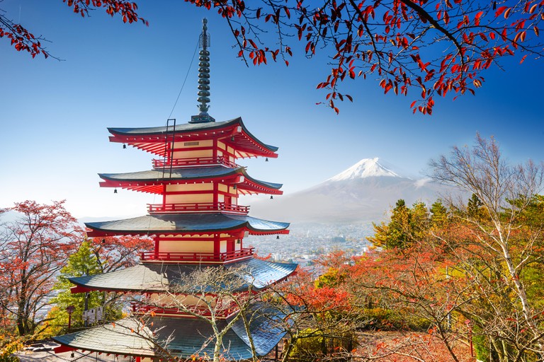 Mt. Fuji, Japan with Chureito Pagoda.