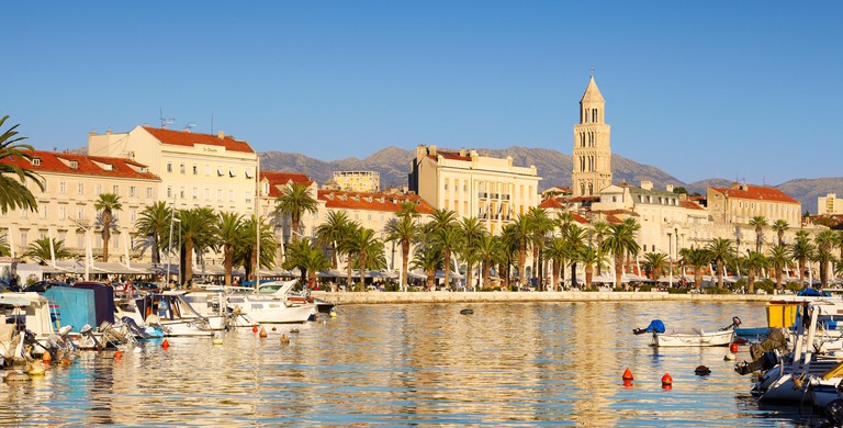 Split, seafront view to harbor in Split, Croatia
