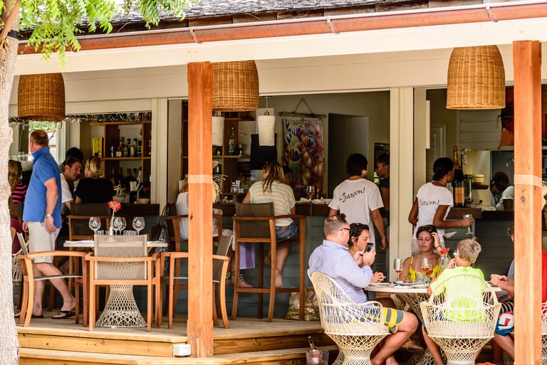 A busy afternoon at Catherines Cafe Plage Restaurant, Pigeon Point, English Harbour Town, Antigua