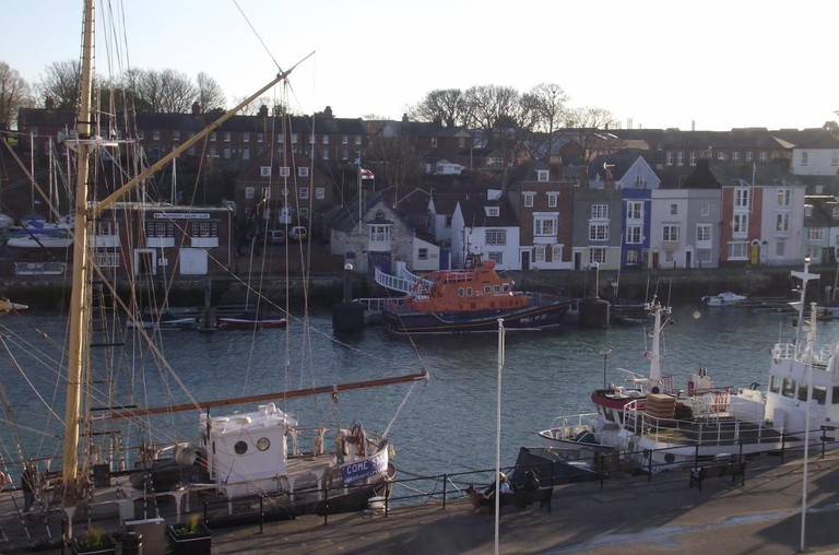 View over the busy Old Harbour of Weymouth from The Anchorage