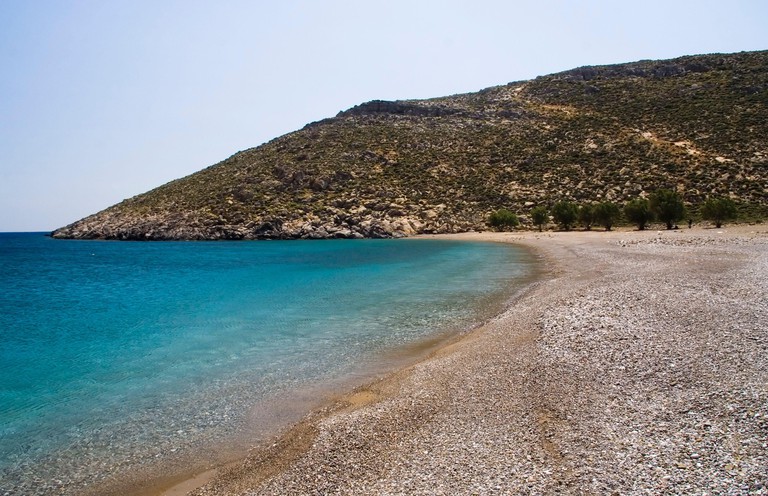 The beach of Kaminakia, in Astypalaia island, Dodecanese islands, Greece, Europe.