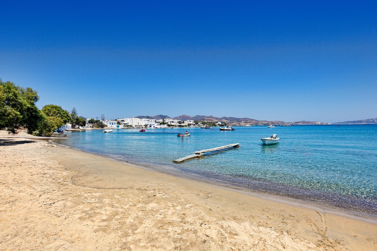 The beach of the village Pollonia in Milos, Greece