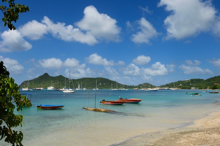 Boats on the beach of Carriacou, Grenadine Islands, Caribbean