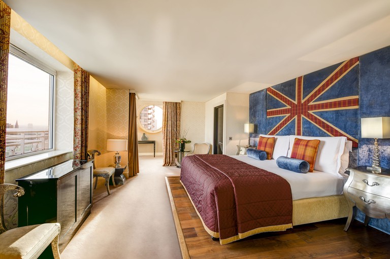 The Chelsea Harbour Hotel & spa room with Union Jack flag and classic decor
