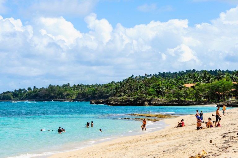 People enjoying the beach in Cuba, Guantanamo, Baracoa, Playa Maguana, Caribbean