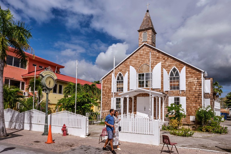 Methodist Church on Front Street, Philipsburg, Sint Maarten, St. Maarten, Dutch Antilles, West Indies, Caribbean.