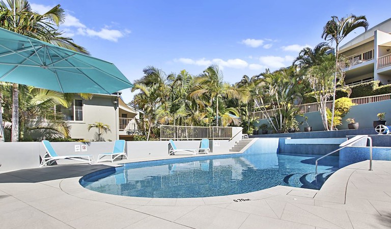 The heated outdoor pool at the Lennox Beach Resort