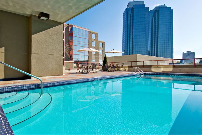 Outdoor pool area at Holiday Inn Express Vancouver-Metrotown