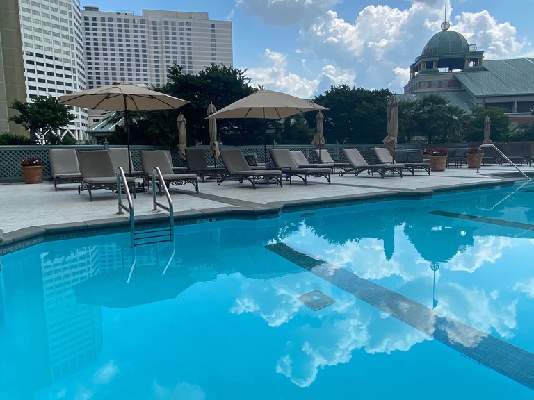 A swimming pool at the Windsor Court Hotel in New Orleans