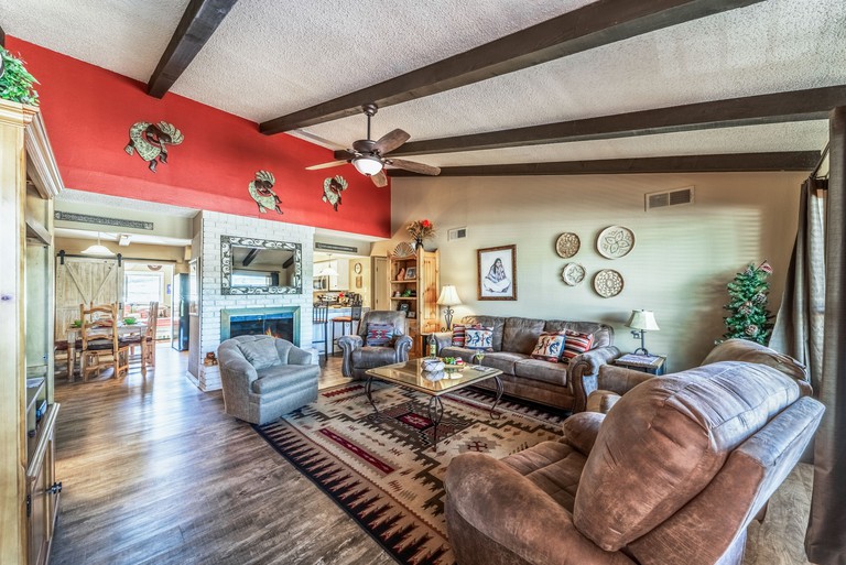 Living room at Aspen Run Condo by VTrips vacation rental, Ruidoso, New Mexico