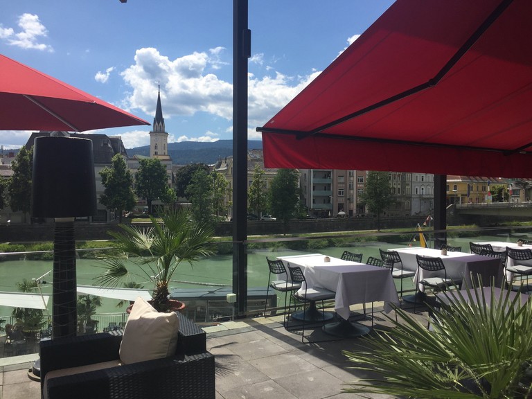 Views from the restaurant terrace at Voco Villach, Austria
