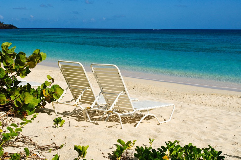 Two beach chairs on Grand Anse in Grenada