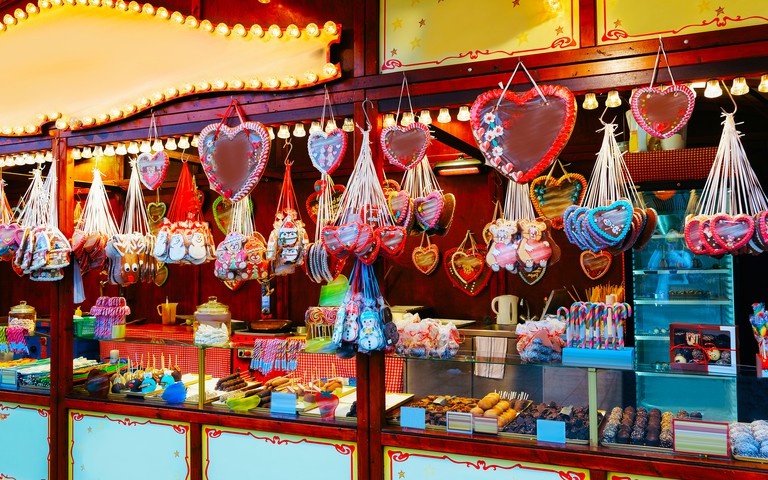 A stand selling sweets at a Christmas Market
