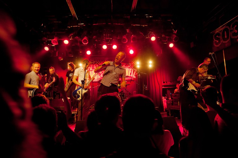 A band performs at the legendary SO36 club on Oranienstrasse in Kreuzberg, Berlin