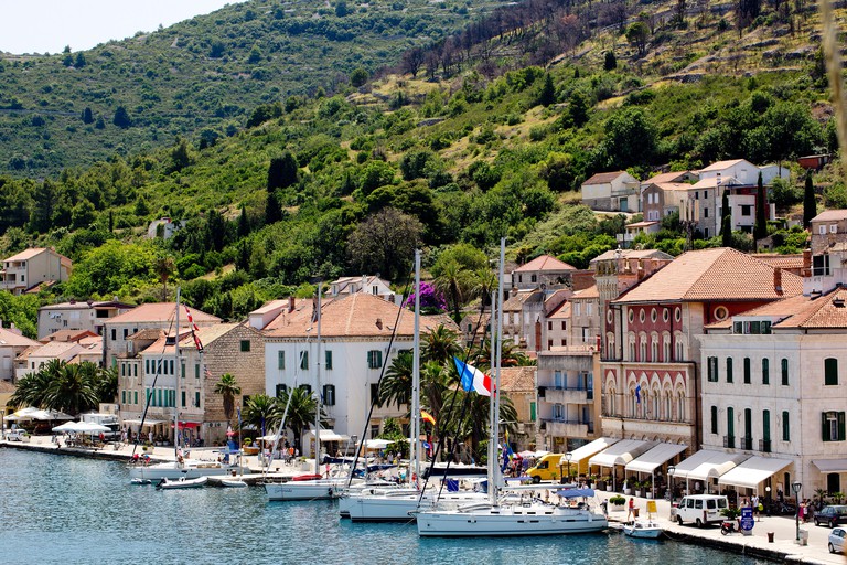 View of the harbour in the town of Vis, Vis island, Croatia